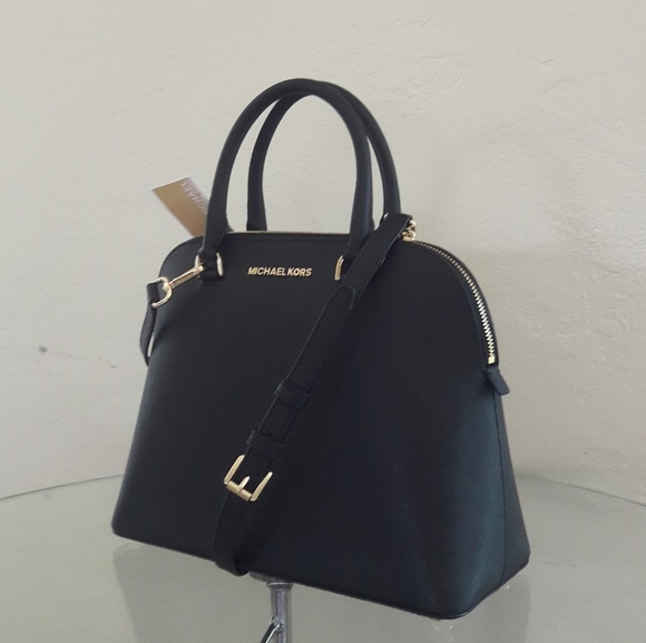 NWT MICHAEL KORS LEATHER CINDY LG DOME SATCHEL - Picture 2 of 7